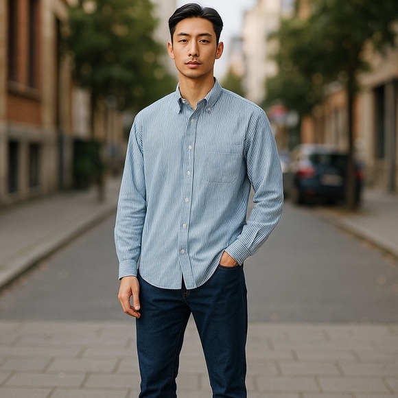 Saddlebred blue Casual Button Down Shirt Classic Fit - Picture 3 of 7